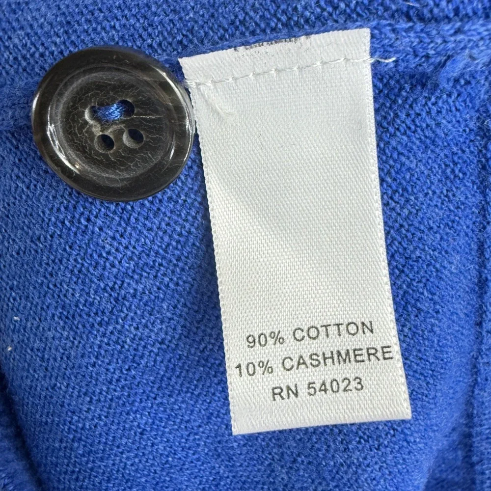 Banana Republic Sweater Mens‎ M Blue Cotton Cashmere Mock Neck Button Pullover